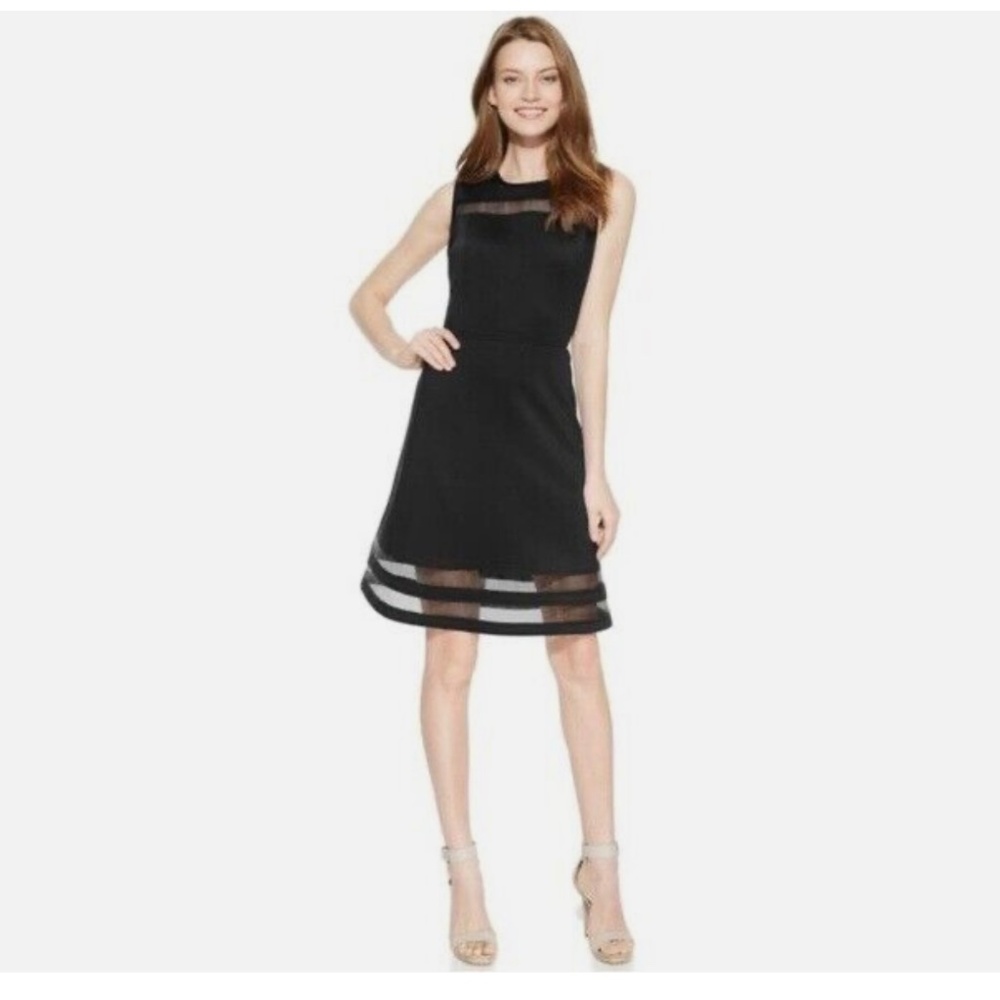 Calvin Klein Black Fit &Flare Dress, Size 8